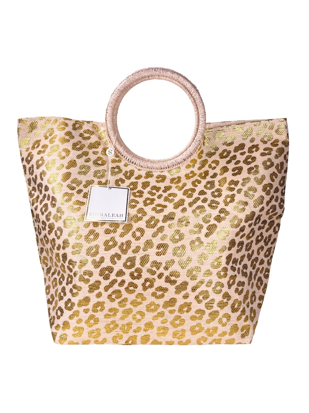 Shiraleah Chicago Tote Bag Leopard Pattern Blush/Tan "Ripley Tote" Large NEW